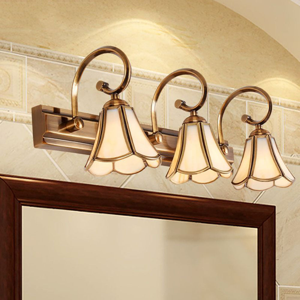 Ray Decorativo Vintage Flor Metal/Vidrio Aplique de Pared Dorado