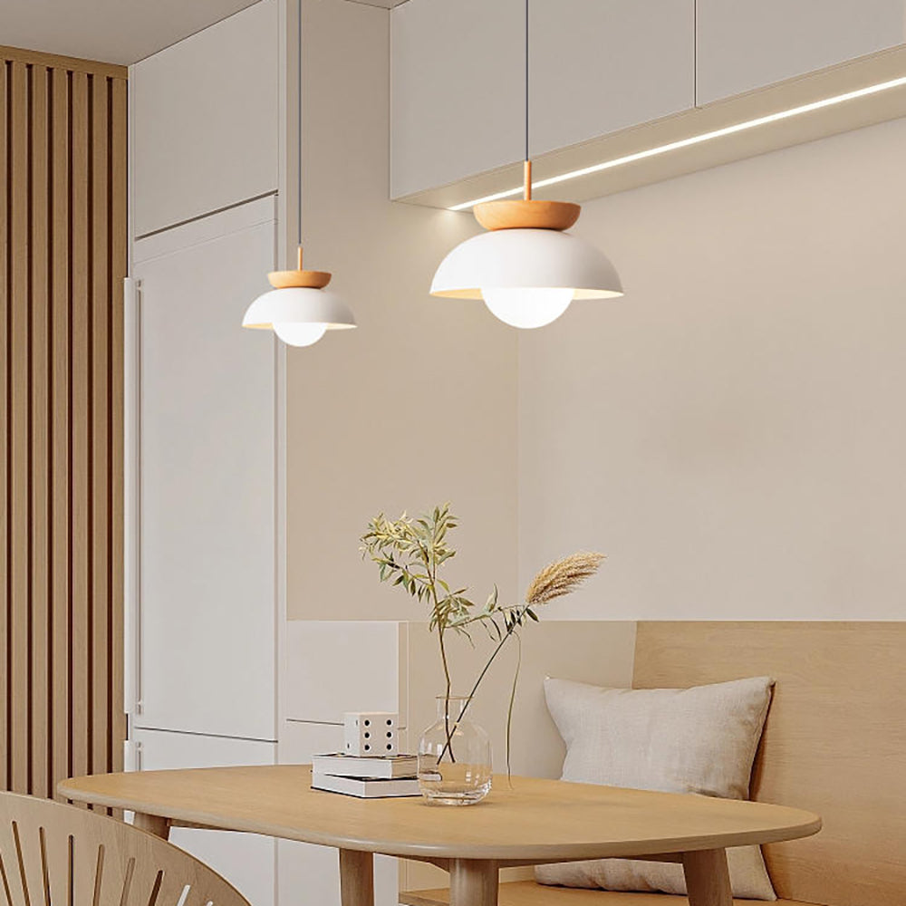 Muto Nórdica Lámpara Colgante Madera Metal Dormitorio Comedor