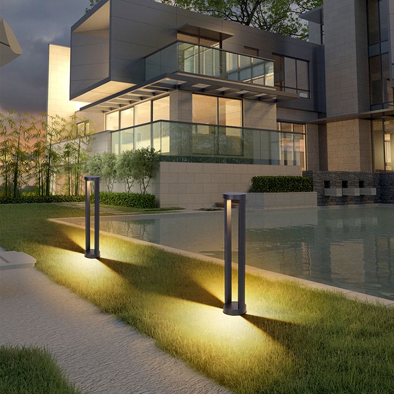 Ray Minimalista Cilíndrica Metal Solar Lámpara De Pie Exterior