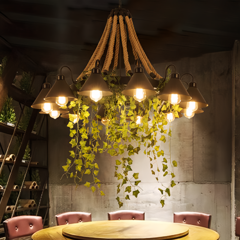 Arisha Retro LED Lámparas de Araña Negro Metal Comedor/Bar/Salón