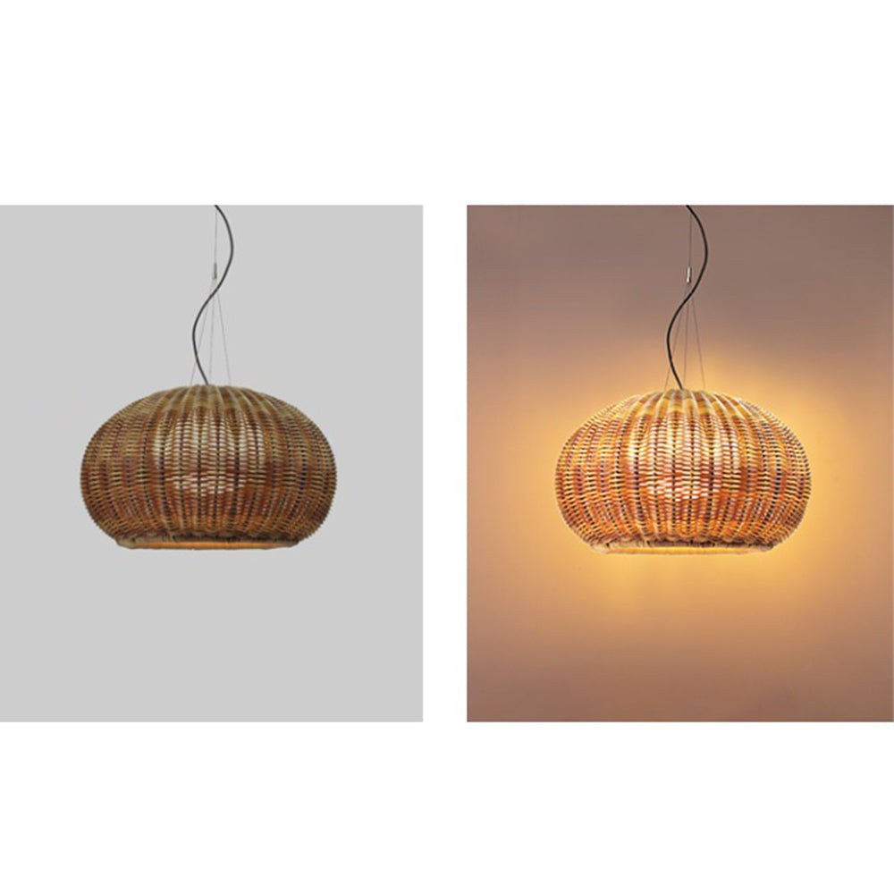 Ray Retro Lámpara Colgante Exterior Dorado Bambú Jardín