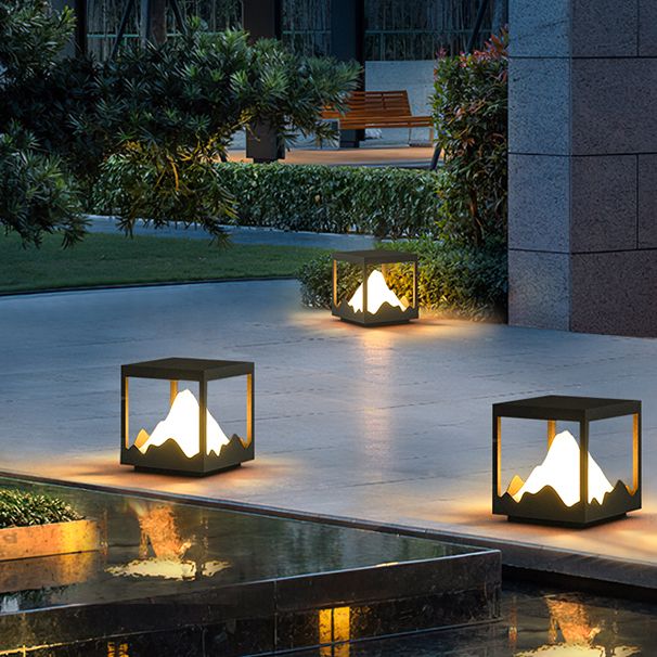 Ray Moderno Lámpara De Pie Exterior Cuboide Metal Patio