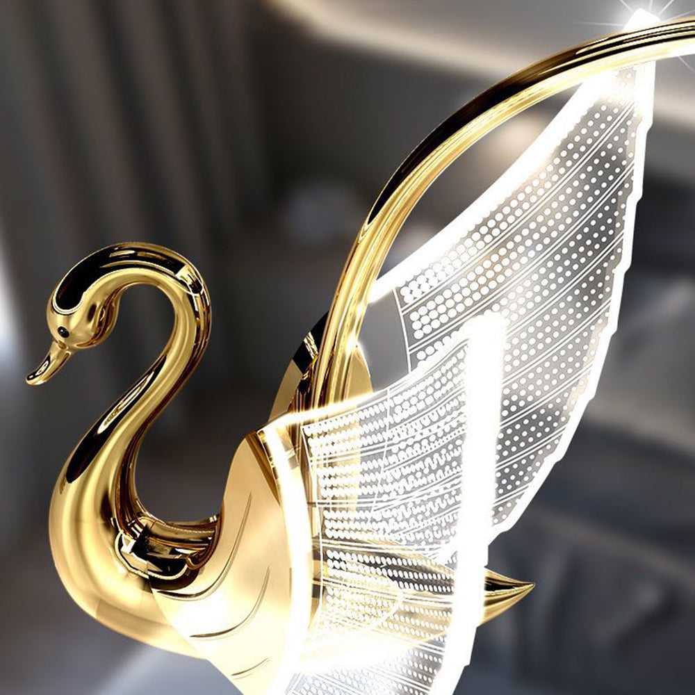Arisha Decorativo Cisne Metal/Acrílico Aplique de Pared Oro Rosa/Dorado
