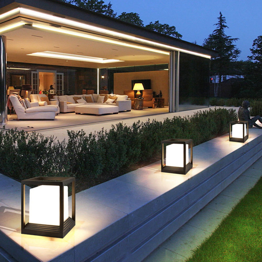 Ray Moderna Rectangular Metal Lámpara Exterior Jardín