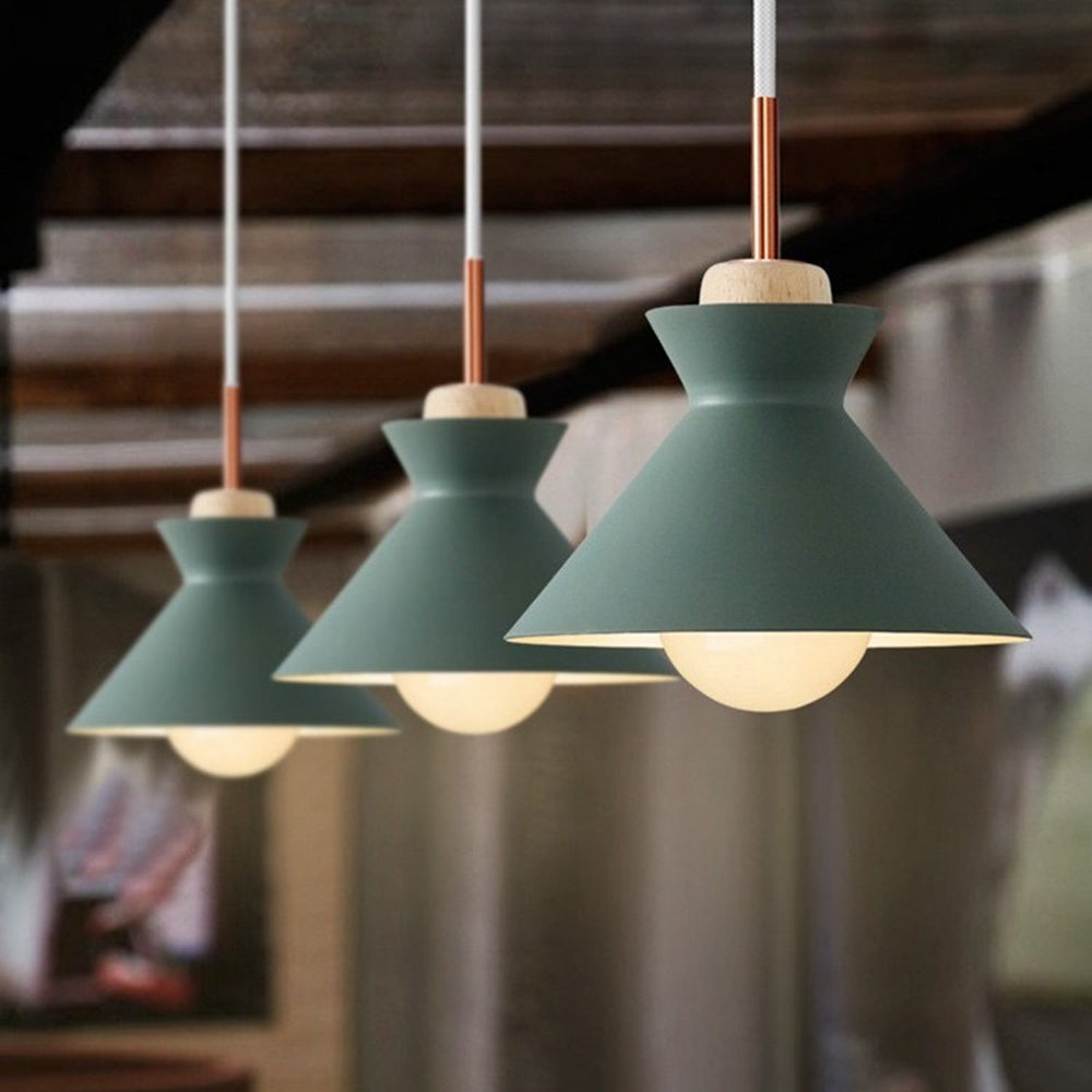 Valentina Moderna Minimalista Cónico Metal Lámpara Colgante Gris/Verde/Amarillo