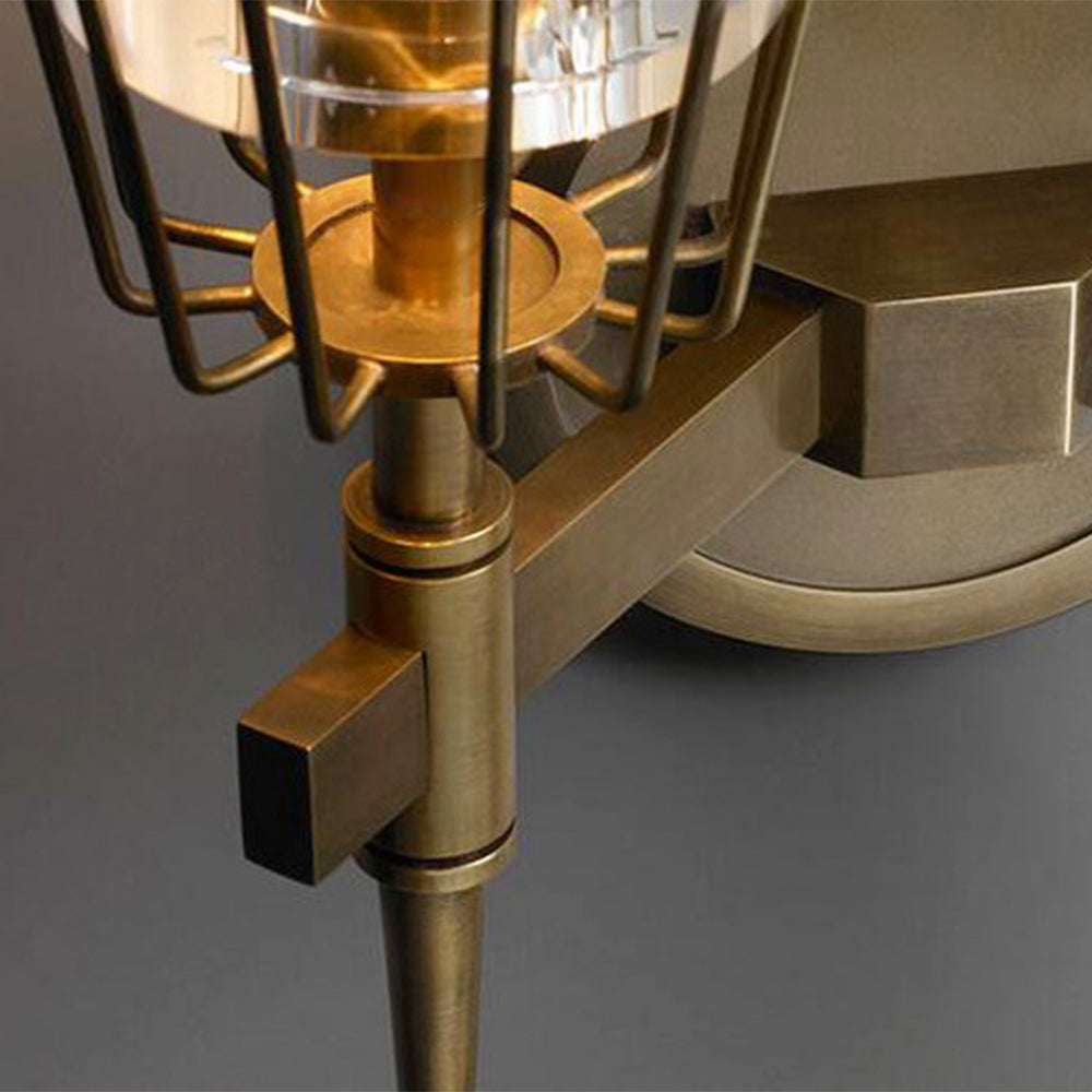 Arisha Vintage Linterna Metal/Vidrio Aplique de Pared Dorado