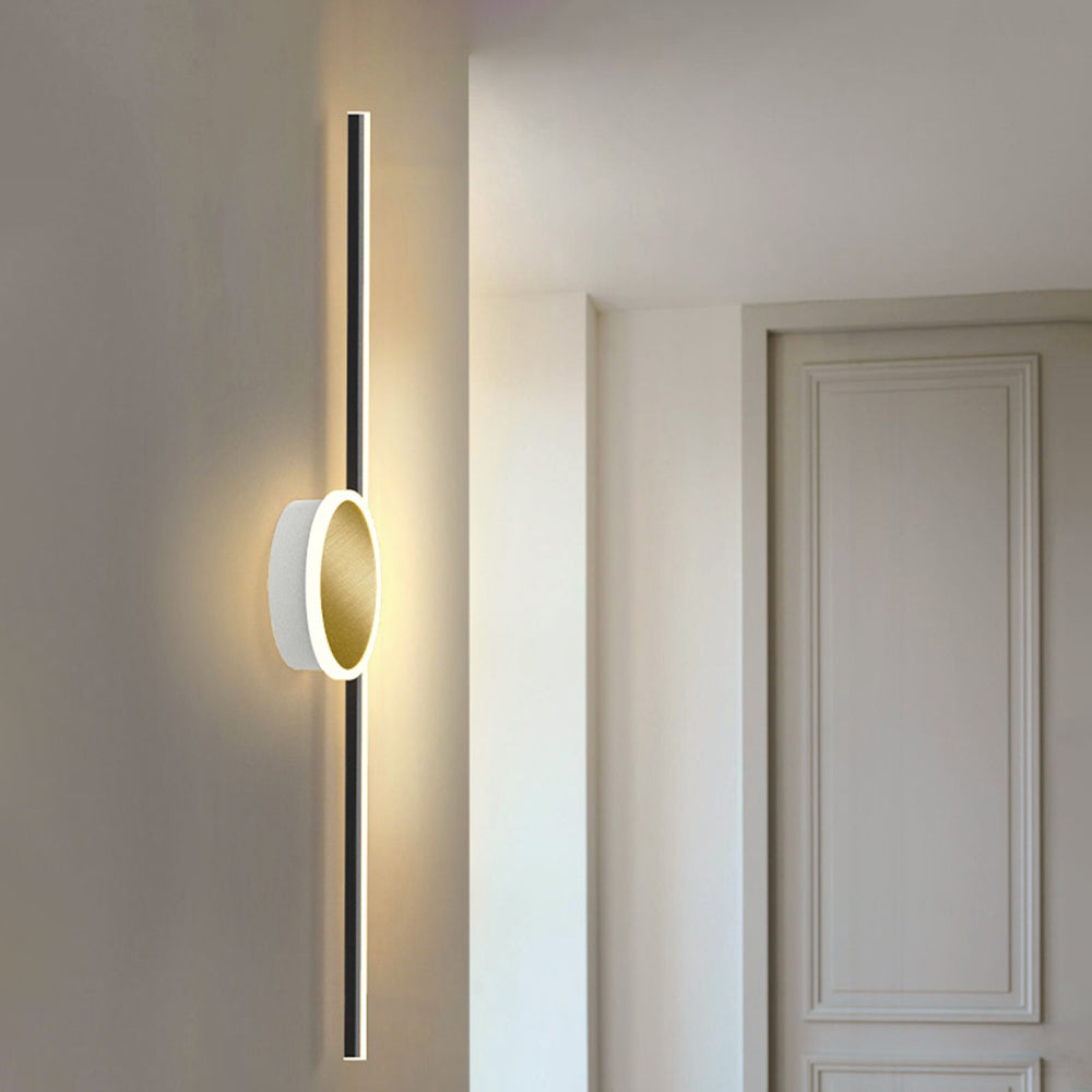 Arisha Moderno Lineal Redondo Acrílico LED Aplique de Pared Negro/Dorado