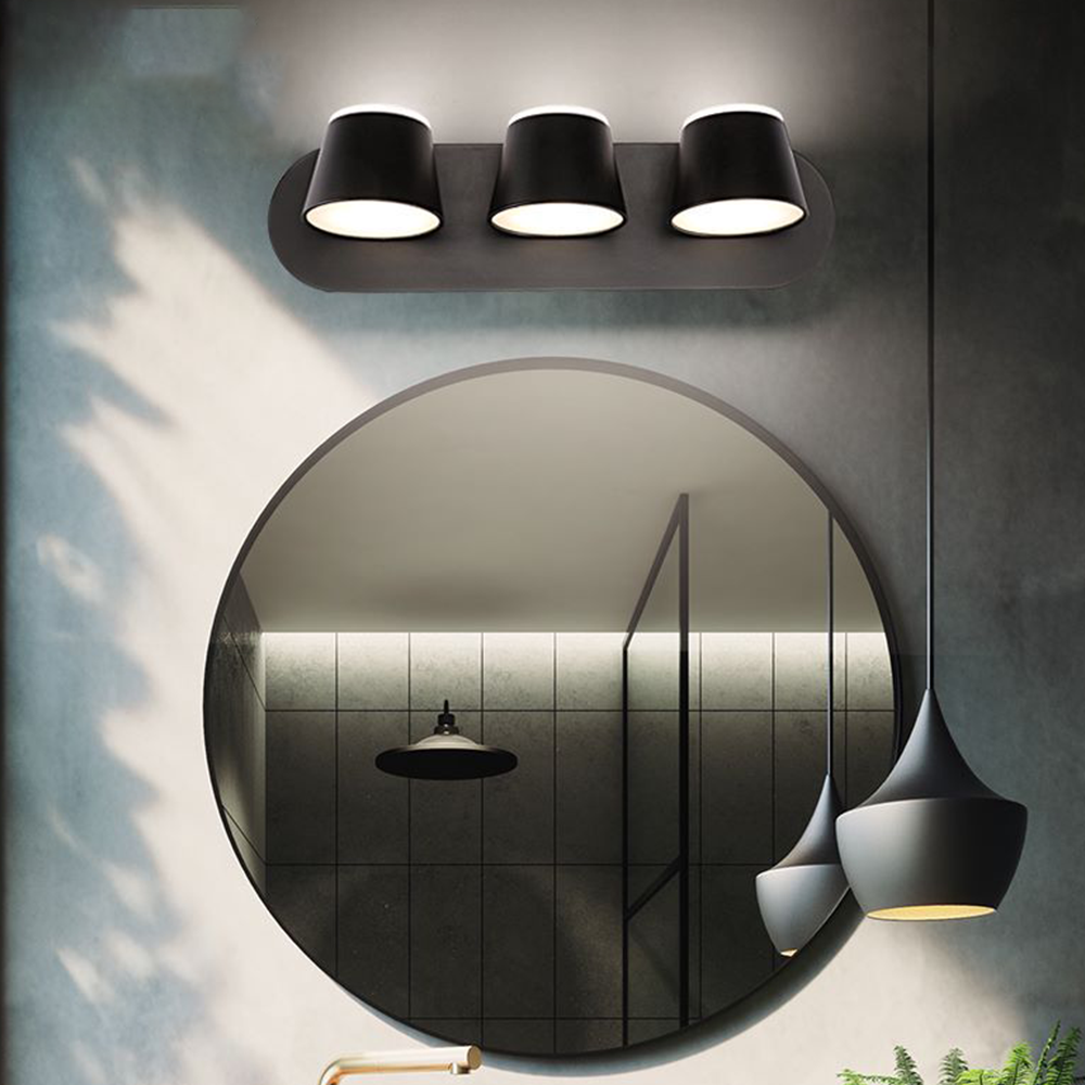 Arisha Moderno Cilíndrico Metal Aplique de Pared Para Espejo Negro