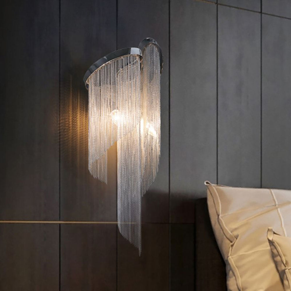 Arisha Metal LED Aplique de Pared Cadena de Borlas Plata