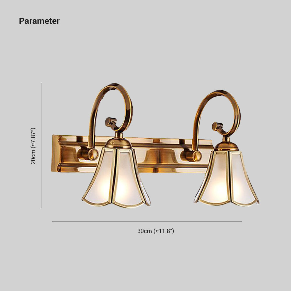 Ray Decorativo Vintage Flor Metal/Vidrio Aplique de Pared Dorado