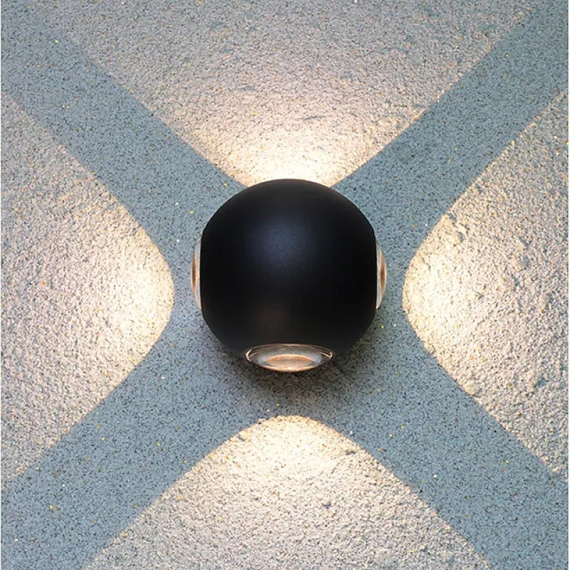 Ray Moderno Bola Metal LED Aplique de Exterior Negro