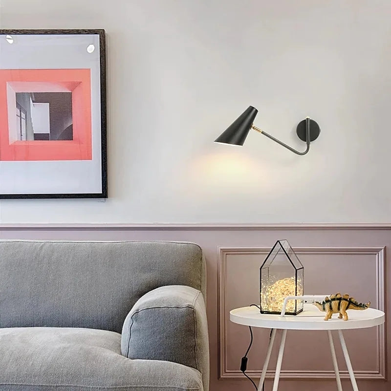 Epoch Moderna Minimalista Metal Aplique de Pared Giratorio Negro/Oro/Blanco