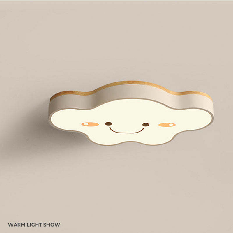 Arisha Decorativa Art Cloud Madera/Acrílico LED Lámpara de Techo Rosa/Verde/Blanca