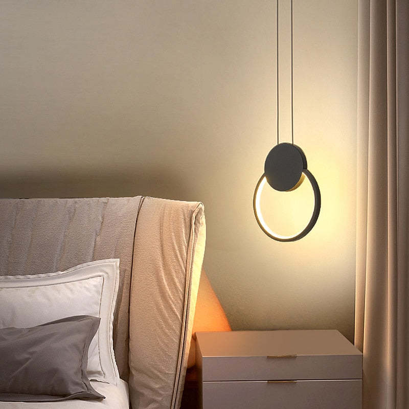 Arisha Minimalista Anillo Metal/Acrílico LED Lámpara Colgante Negra