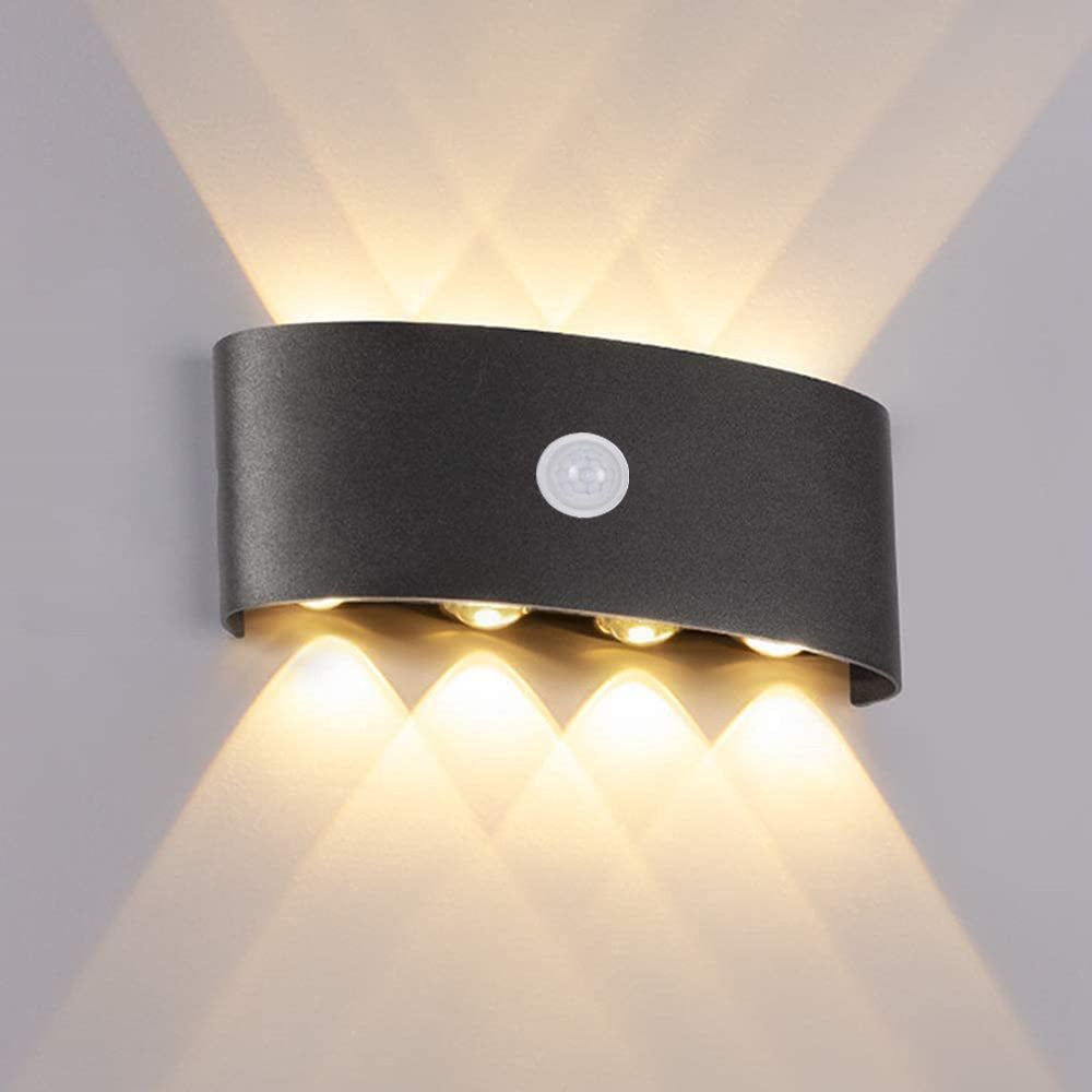 Ray Moderno Rectangular Metal LED Aplique de Pared Exterior Negro/Blanco
