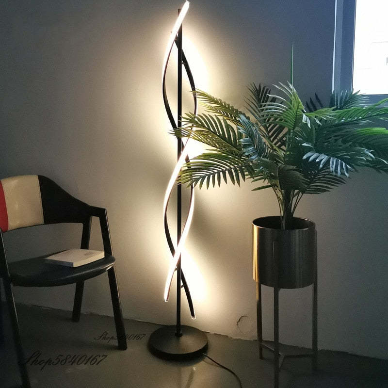 Mira Moderna Diseño Metal/Silicio LED Lámpara de Pie Negra/Blanca