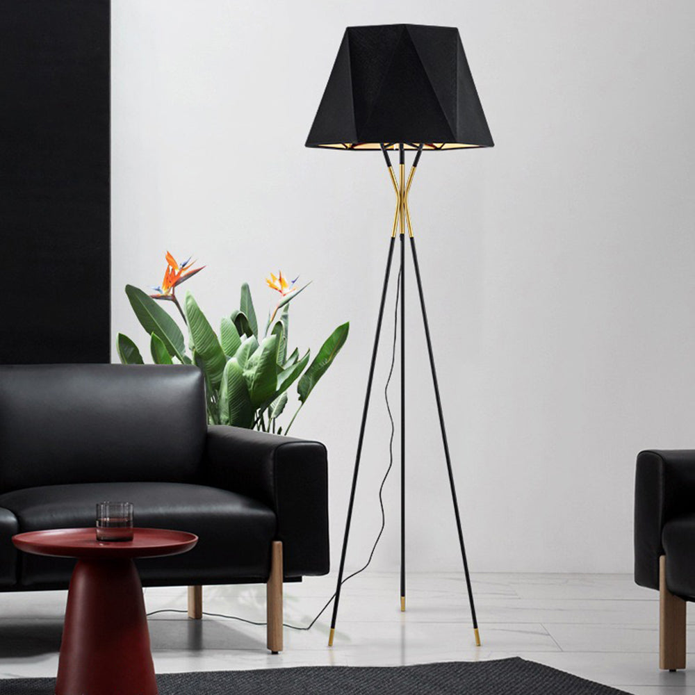 Mira Moderna Minimalista Metal/Tela Lámpara de Pie Negra