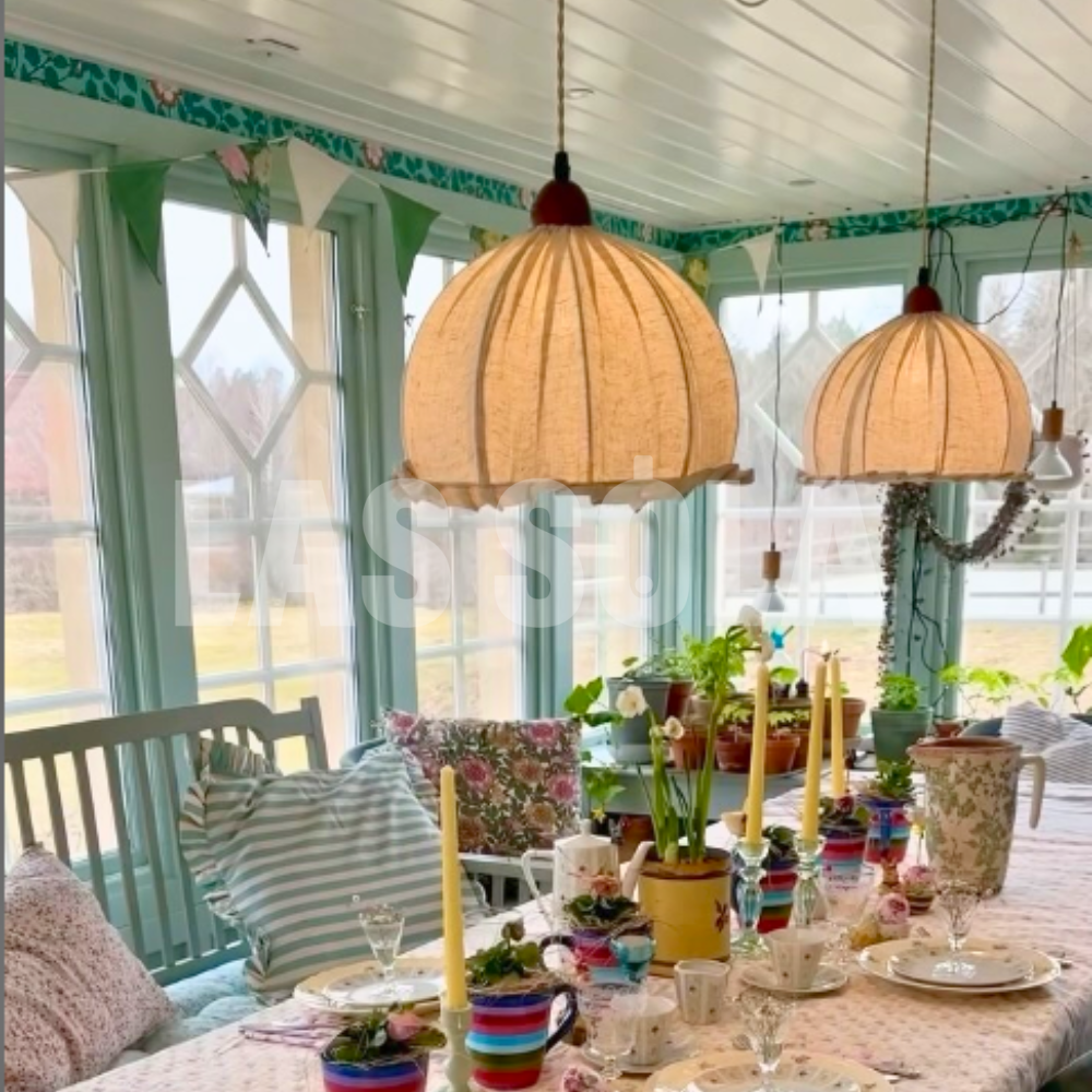 Nordic Lámpara Colgante Vintage Japonesa Tela Dormitorio