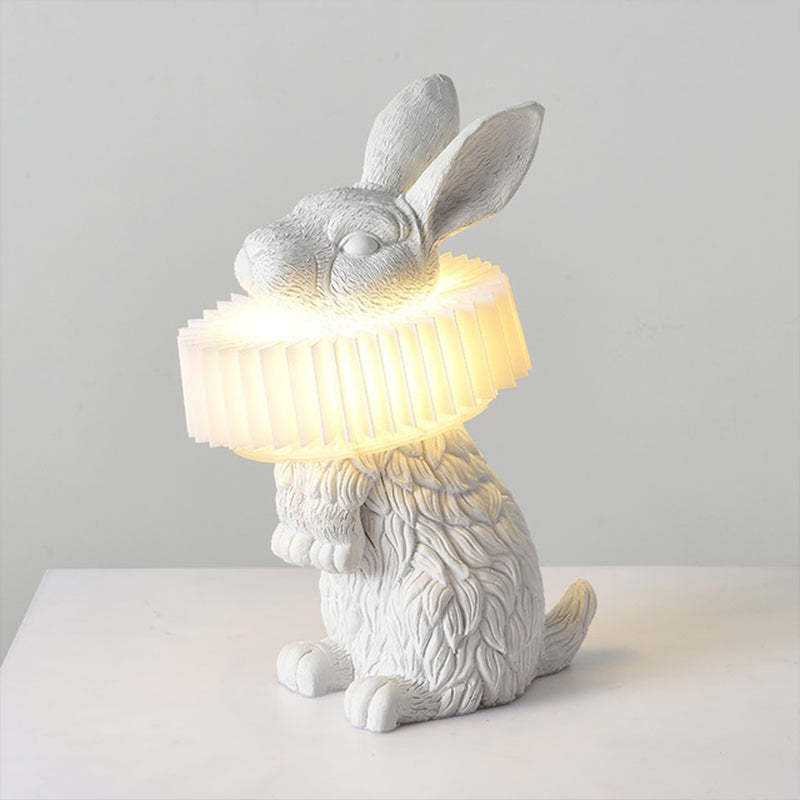 Arisha Moderna Diseño Resina Coneja Lámpara de Mesa Blanca