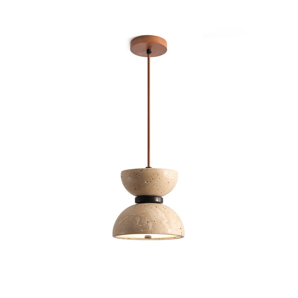 Tersus Travertine Hourglass Pendant Light Double-dome - Letslighting