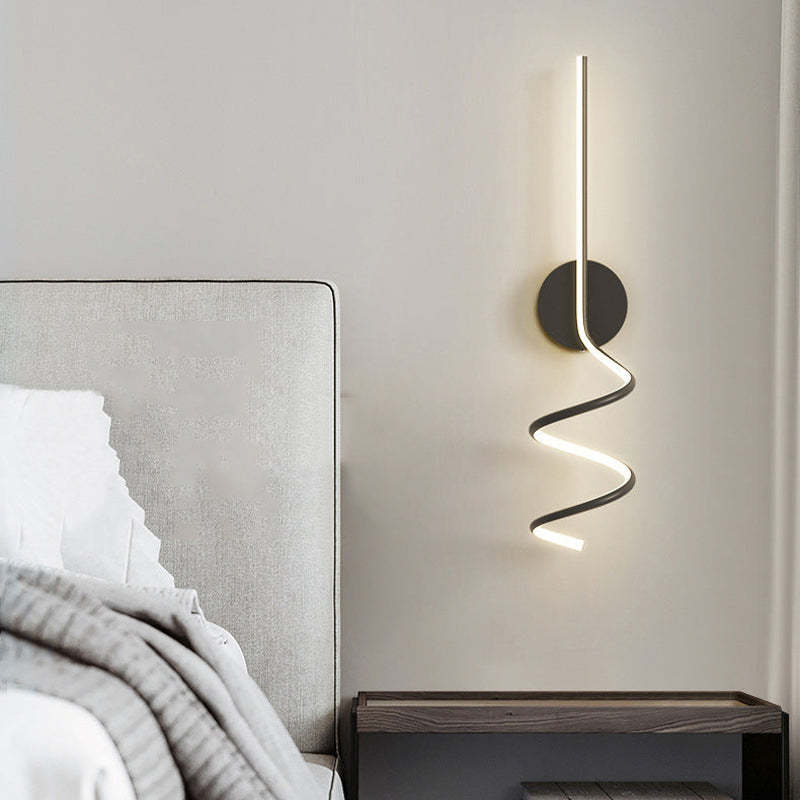 Arisha Moderno LED Spiral Lineal Metal Aplique de Pared Negro/Blanco