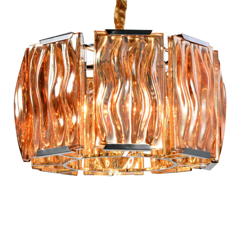Kristy Lujo Moderna Redonda Metal/Cristal Lámpara Colgante Clara/Champán