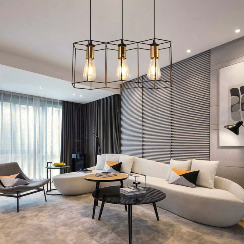 Arisha Moderna Geométrica Metal Lámpara Colgante Negra