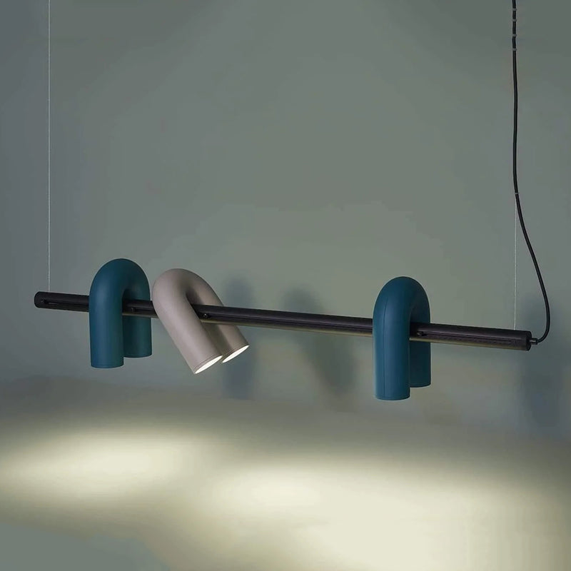 Arisha Lámpara Colgante Moderna Lineal Diseño Metal Negra/Gris/Azul