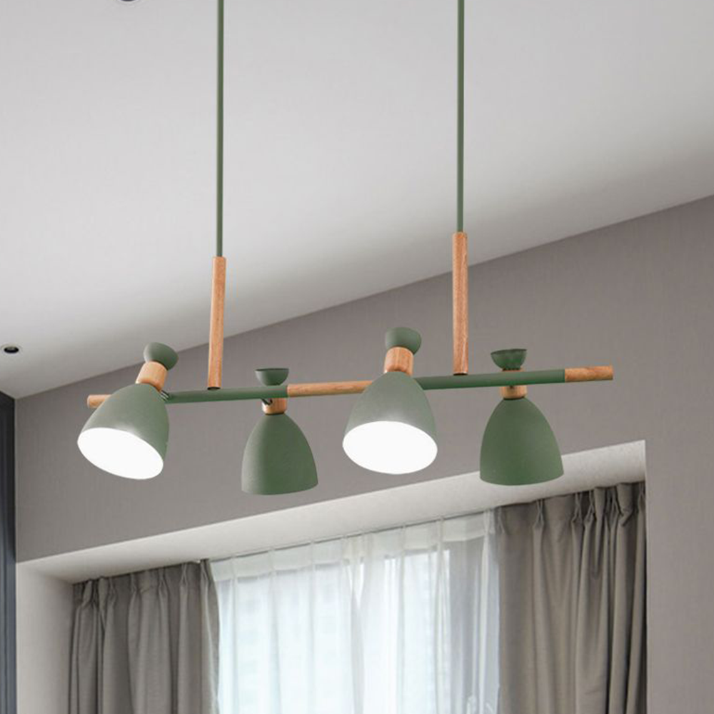 Valentina Minimalista Cónica Madera Lámpara Colgante Blanca/Verde/Gris