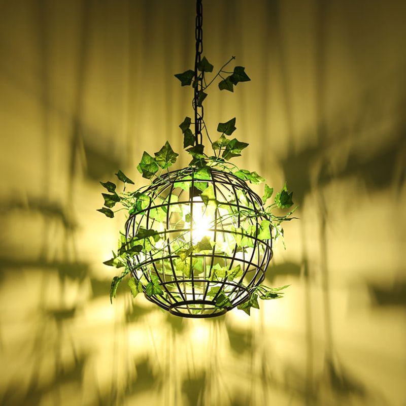 Nido Rústico Planta Art Deco Globo Vid Lámpara Colgante Verde Comedor
