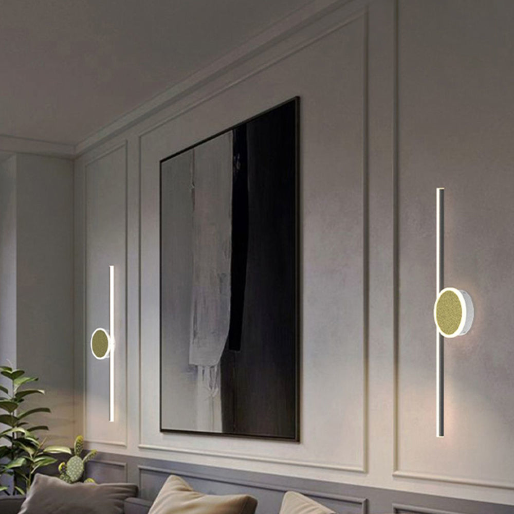 Arisha Moderno Lineal Redondo Acrílico LED Aplique de Pared Negro/Dorado
