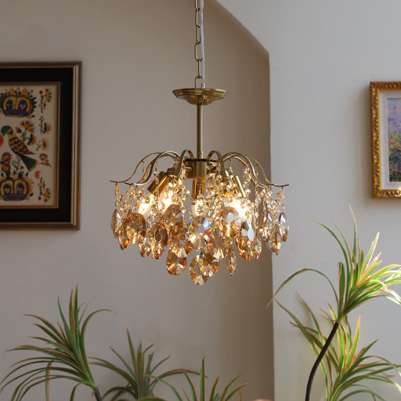 Kristy Retro Cristal Lámparas de Araña Ámbar Vidrio Metal Dormitorio