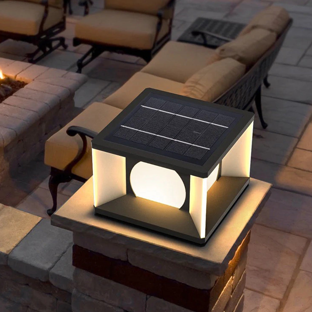 Ray Moderna Cuadrada Solor Metal Lámpara Exterior Patio Balcón