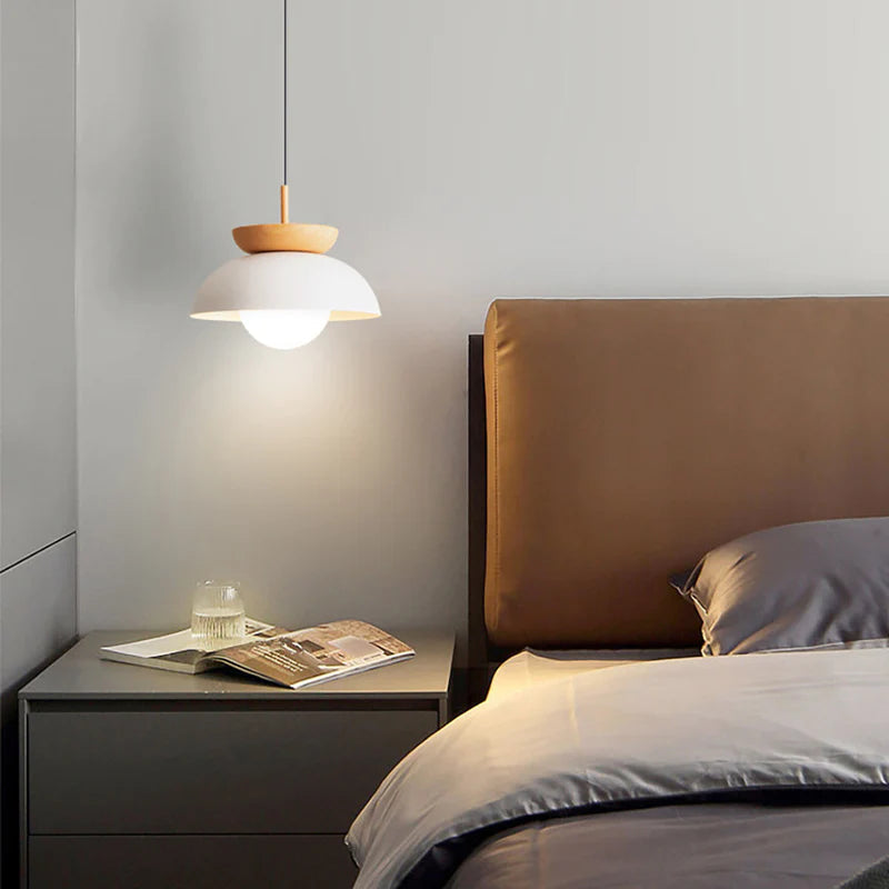 Muto Nórdica Lámpara Colgante Madera Metal Dormitorio Comedor