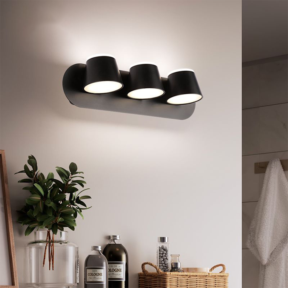 Arisha Moderno Cilíndrico Metal Aplique de Pared Para Espejo Negro
