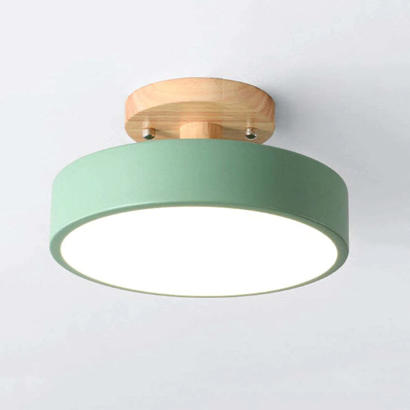 Arisha Moderna Redonda Madera/Acrílica Lámpara de Techo Negra/Rosa/Verde/Madera