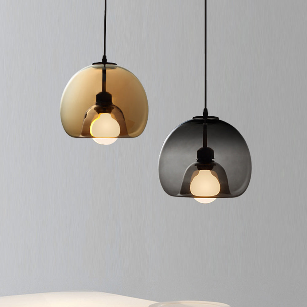 Valentina Minimalista Esférica Metal/Vidrio Lámpara Colgante Ámbar/Gris Ahumado