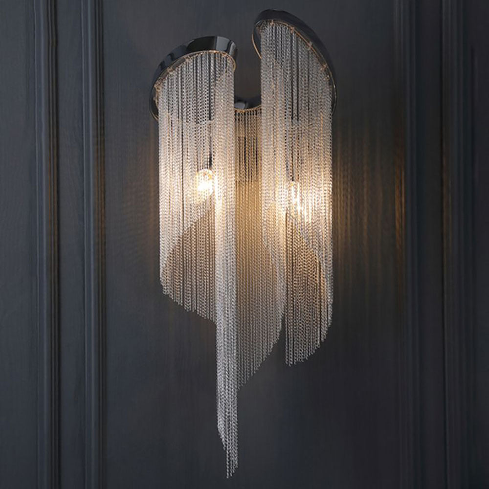 Arisha Metal LED Aplique de Pared Cadena de Borlas Plata