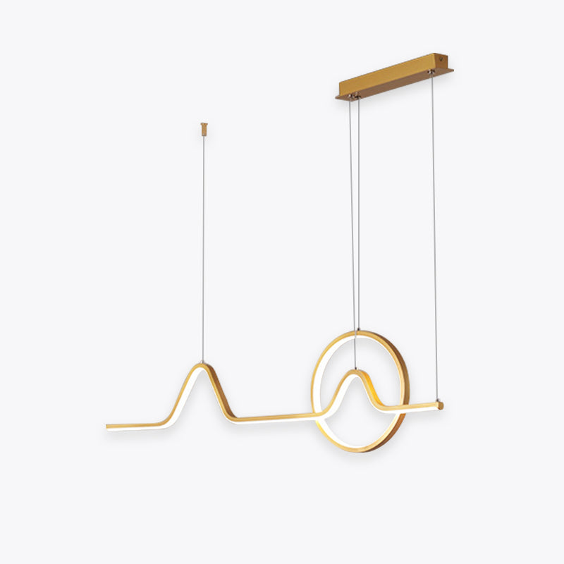 Modern Lineal Metal/Gel de Sílice Lámpara Colgante Negra/Oro