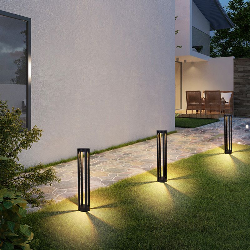 Ray Minimalista Cilíndrica Metal Solar Lámpara De Pie Exterior