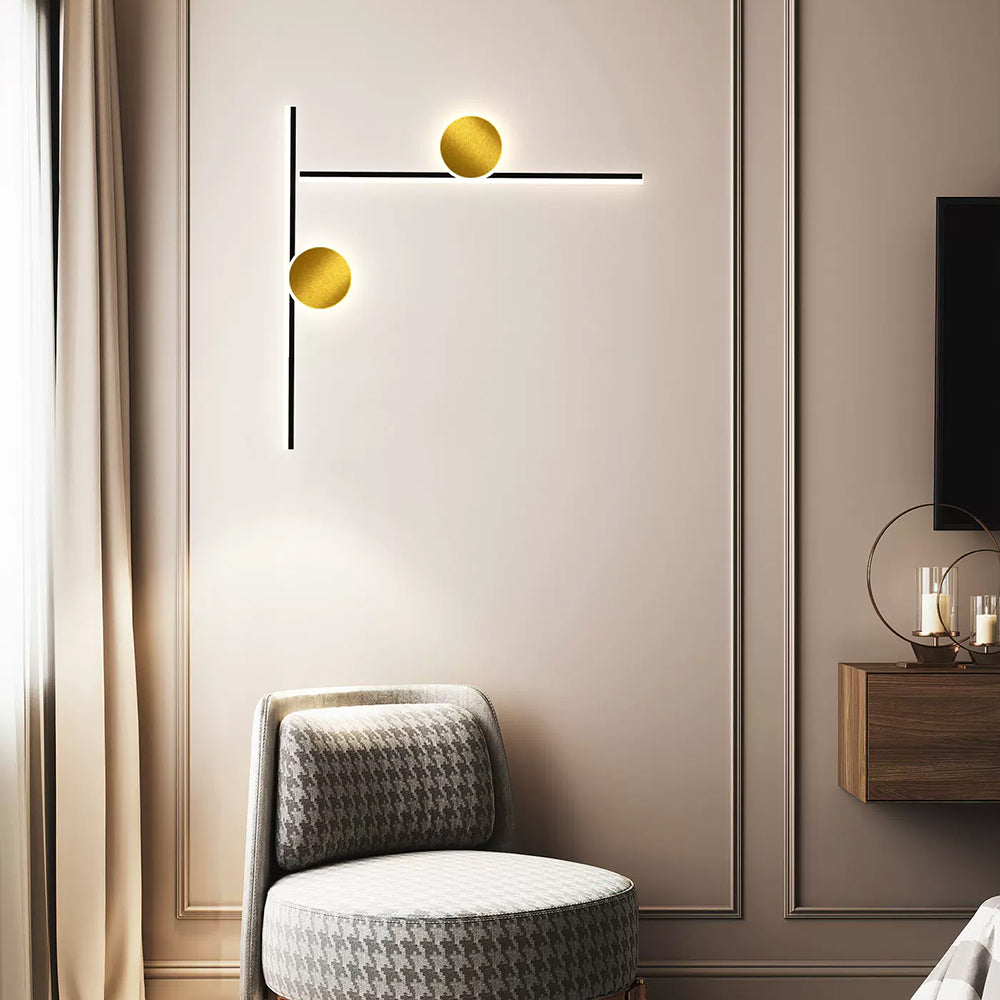 Arisha Moderno Lineal Redondo Acrílico LED Aplique de Pared Negro/Dorado