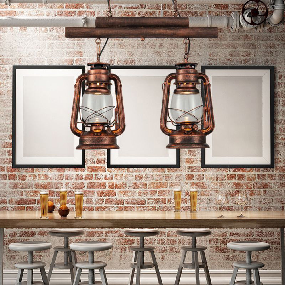 Silva Vintage Diseño Linterna Metal/Vidrio Lámpara Colgante Latón/Cobre