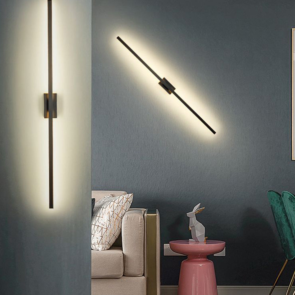 Arisha Moderno Minimalista Lineal Metal Aplique de Pared Negro