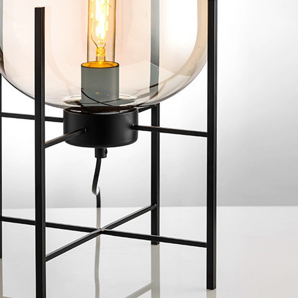 Mira Diseño Oval Vidrio/Metal Lámpara de Pie Negra