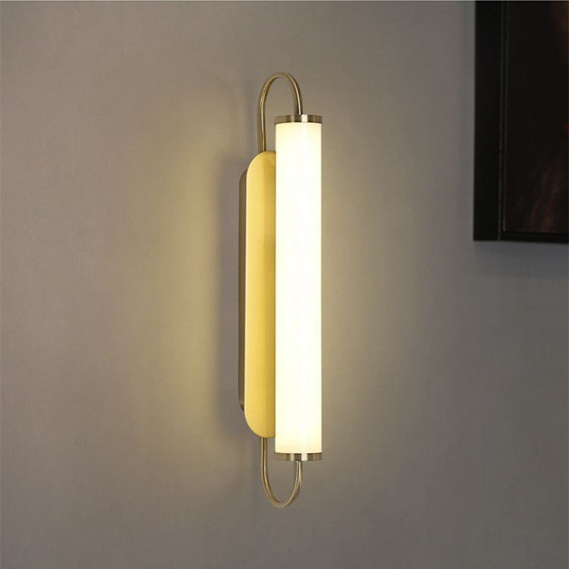 Modern Minimalista Cilíndrico Metal/Vidrio LED Aplique de Pared Dorado
