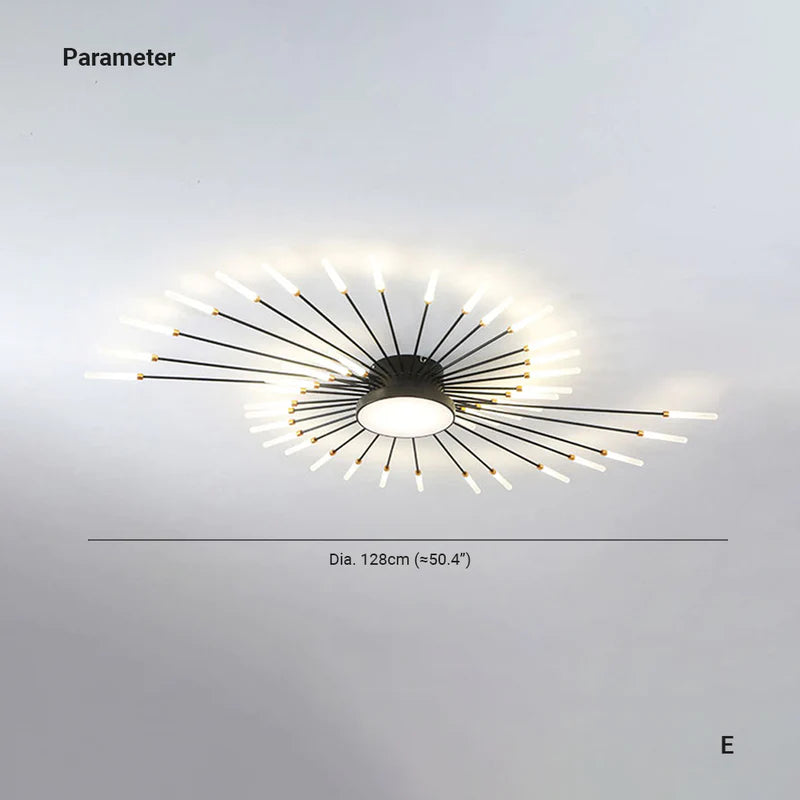 Arisha Moderna Lineal Metal/Acrílico Lámpara de Techo Negra/Dorada