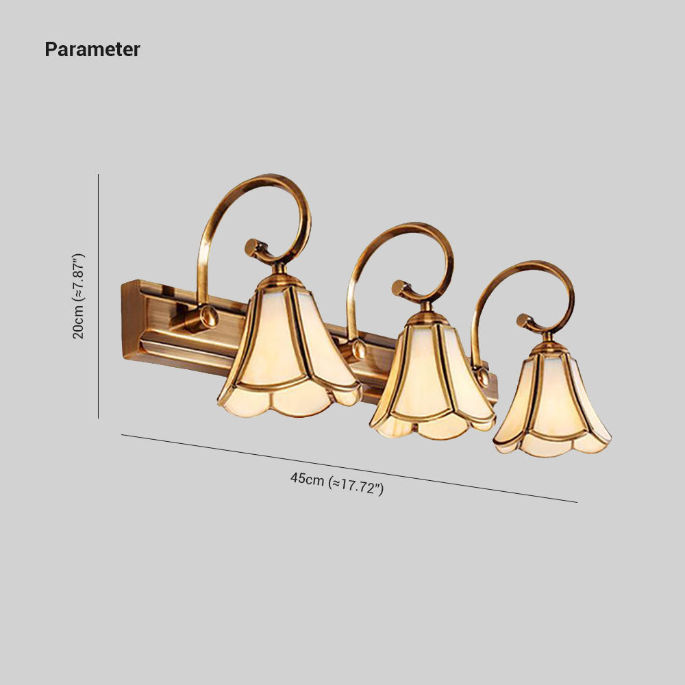 Ray Decorativo Vintage Flor Metal/Vidrio Aplique de Pared Dorado