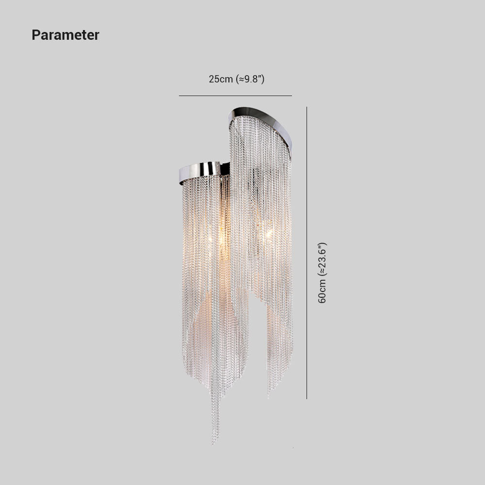 Arisha Metal LED Aplique de Pared Cadena de Borlas Plata