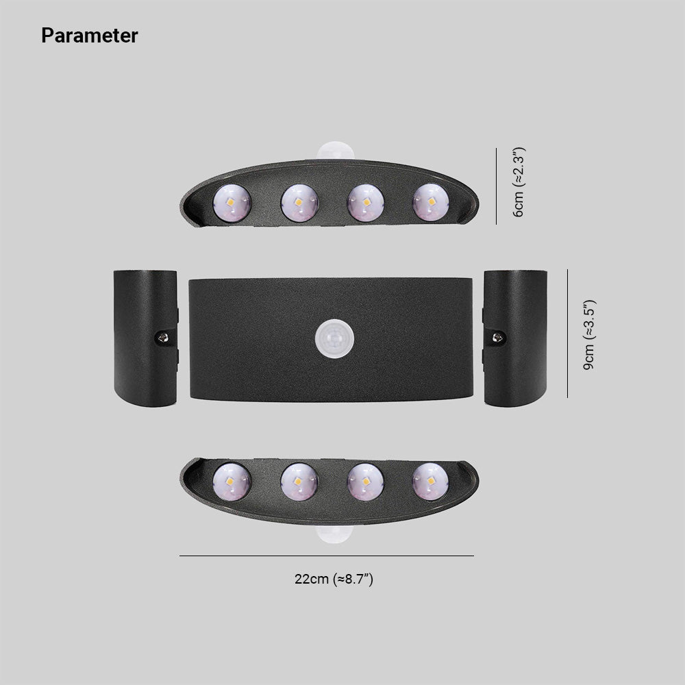 Ray Moderno Rectangular Metal LED Aplique de Pared Exterior Negro/Blanco