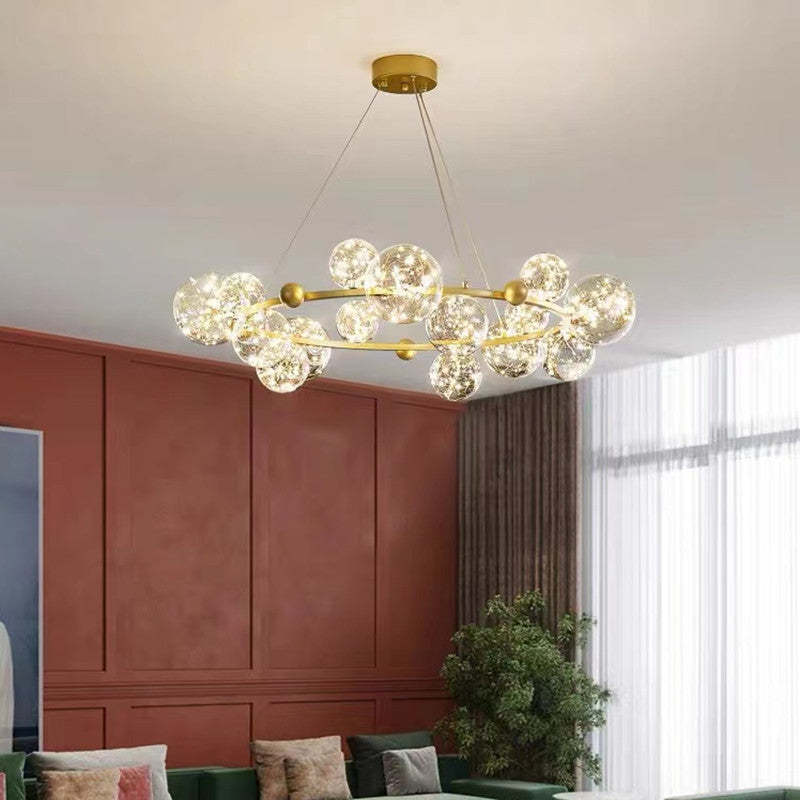 Valentina Círculo Redondo Candelabro/Lámpara Colgante Dorada